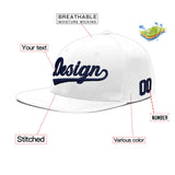 Custom White Light Blue-Navy 3D Puff Embroidery Flat Embroidery Casual Sport Baseball Cap