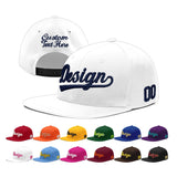 Custom White Light Blue-Navy 3D Puff Embroidery Flat Embroidery Casual Sport Baseball Cap