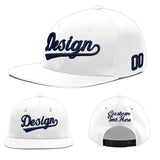 Custom White Light Blue-Navy 3D Puff Embroidery Flat Embroidery Casual Sport Baseball Cap