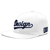 Custom White Light Blue-Navy 3D Puff Embroidery Flat Embroidery Casual Sport Baseball Cap