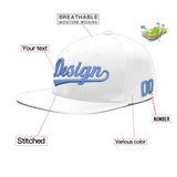 Custom White Light Blue-Navy 3D Puff Embroidery Flat Embroidery Casual Sport Baseball Cap