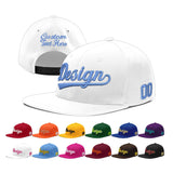 Custom White Light Blue-Navy 3D Puff Embroidery Flat Embroidery Casual Sport Baseball Cap