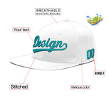 Custom White Light Blue-Navy 3D Puff Embroidery Flat Embroidery Casual Sport Baseball Cap