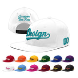 Custom White Light Blue-Navy 3D Puff Embroidery Flat Embroidery Casual Sport Baseball Cap