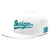 Custom White Light Blue-Navy 3D Puff Embroidery Flat Embroidery Casual Sport Baseball Cap