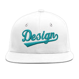 Custom White Light Blue-Navy 3D Puff Embroidery Flat Embroidery Casual Sport Baseball Cap