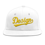 Custom White Light Blue-Navy 3D Puff Embroidery Flat Embroidery Casual Sport Baseball Cap