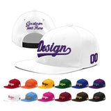Custom White Light Blue-Navy 3D Puff Embroidery Flat Embroidery Casual Sport Baseball Cap