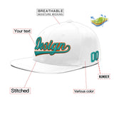 Custom White Light Blue-Navy 3D Puff Embroidery Flat Embroidery Casual Sport Baseball Cap