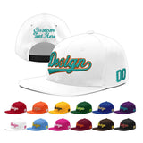 Custom White Light Blue-Navy 3D Puff Embroidery Flat Embroidery Casual Sport Baseball Cap