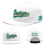Custom White Light Blue-Navy 3D Puff Embroidery Flat Embroidery Casual Sport Baseball Cap