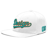 Custom White Light Blue-Navy 3D Puff Embroidery Flat Embroidery Casual Sport Baseball Cap