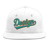 Custom White Light Blue-Navy 3D Puff Embroidery Flat Embroidery Casual Sport Baseball Cap
