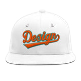 Custom White Light Blue-Navy 3D Puff Embroidery Flat Embroidery Casual Sport Baseball Cap