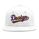 Custom White Light Blue-Navy 3D Puff Embroidery Flat Embroidery Casual Sport Baseball Cap