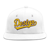 Custom White Light Blue-Navy 3D Puff Embroidery Flat Embroidery Casual Sport Baseball Cap