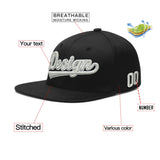 Custom Black 3D Puff Embroidery Flat Embroidery Casual Sport Baseball Cap