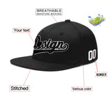 Custom Black 3D Puff Embroidery Flat Embroidery Casual Sport Baseball Cap