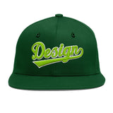 Custom Green Neon Green-White 3D Puff Embroidery Flat Embroidery Casual Sport Baseball Cap