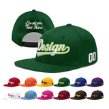 Custom Green Neon Green-White 3D Puff Embroidery Flat Embroidery Casual Sport Baseball Cap