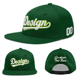 Custom Green Neon Green-White 3D Puff Embroidery Flat Embroidery Casual Sport Baseball Cap