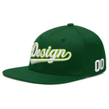 Custom Green Neon Green-White 3D Puff Embroidery Flat Embroidery Casual Sport Baseball Cap