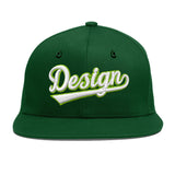 Custom Green Neon Green-White 3D Puff Embroidery Flat Embroidery Casual Sport Baseball Cap