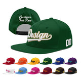 Custom Green Neon Green-White 3D Puff Embroidery Flat Embroidery Casual Sport Baseball Cap