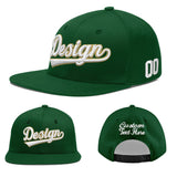 Custom Green Neon Green-White 3D Puff Embroidery Flat Embroidery Casual Sport Baseball Cap