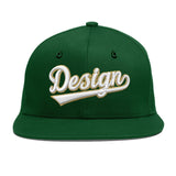 Custom Green Neon Green-White 3D Puff Embroidery Flat Embroidery Casual Sport Baseball Cap