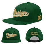 Custom Green Neon Green-White 3D Puff Embroidery Flat Embroidery Casual Sport Baseball Cap