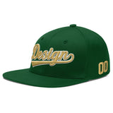 Custom Green Neon Green-White 3D Puff Embroidery Flat Embroidery Casual Sport Baseball Cap