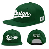 Custom Green Neon Green-White 3D Puff Embroidery Flat Embroidery Casual Sport Baseball Cap