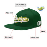 Custom Green Neon Green-White 3D Puff Embroidery Flat Embroidery Casual Sport Baseball Cap