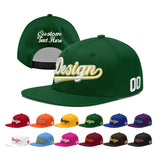 Custom Green Neon Green-White 3D Puff Embroidery Flat Embroidery Casual Sport Baseball Cap