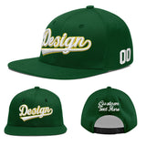 Custom Green Neon Green-White 3D Puff Embroidery Flat Embroidery Casual Sport Baseball Cap