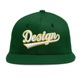 Custom Green Neon Green-White 3D Puff Embroidery Flat Embroidery Casual Sport Baseball Cap