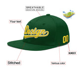 Custom Green Neon Green-White 3D Puff Embroidery Flat Embroidery Casual Sport Baseball Cap