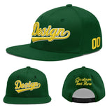 Custom Green Neon Green-White 3D Puff Embroidery Flat Embroidery Casual Sport Baseball Cap