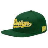 Custom Green Neon Green-White 3D Puff Embroidery Flat Embroidery Casual Sport Baseball Cap