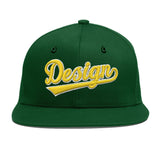 Custom Green Neon Green-White 3D Puff Embroidery Flat Embroidery Casual Sport Baseball Cap