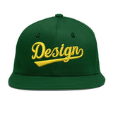 Custom Green Neon Green-White 3D Puff Embroidery Flat Embroidery Casual Sport Baseball Cap