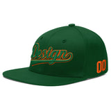 Custom Green Neon Green-White 3D Puff Embroidery Flat Embroidery Casual Sport Baseball Cap