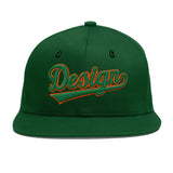 Custom Green Neon Green-White 3D Puff Embroidery Flat Embroidery Casual Sport Baseball Cap
