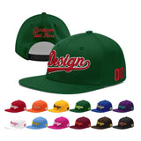 Custom Green Neon Green-White 3D Puff Embroidery Flat Embroidery Casual Sport Baseball Cap