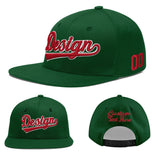 Custom Green Neon Green-White 3D Puff Embroidery Flat Embroidery Casual Sport Baseball Cap