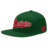 Custom Green Neon Green-White 3D Puff Embroidery Flat Embroidery Casual Sport Baseball Cap