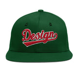 Custom Green Neon Green-White 3D Puff Embroidery Flat Embroidery Casual Sport Baseball Cap
