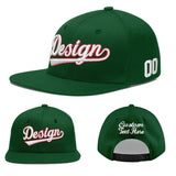 Custom Green Neon Green-White 3D Puff Embroidery Flat Embroidery Casual Sport Baseball Cap