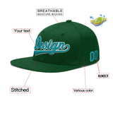 Custom Green Neon Green-White 3D Puff Embroidery Flat Embroidery Casual Sport Baseball Cap